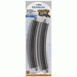 HO Reversing 18" Radius Curve EZ Track Section, Nickel Silver, 4/Card